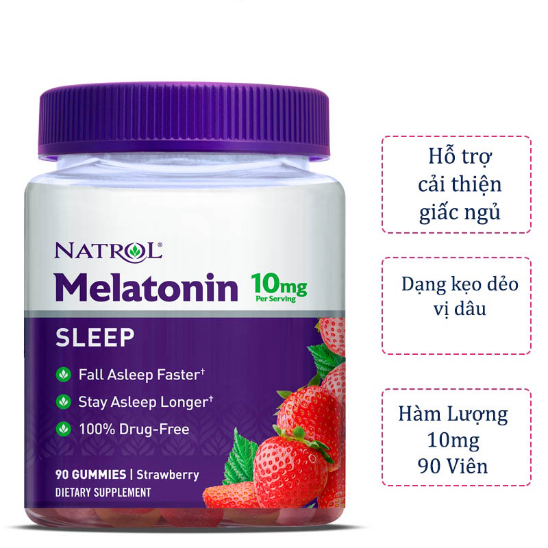 Kẹo Dẻo Giúp Ngủ Ngon Vị Dâu Natrol Gummies 10mg