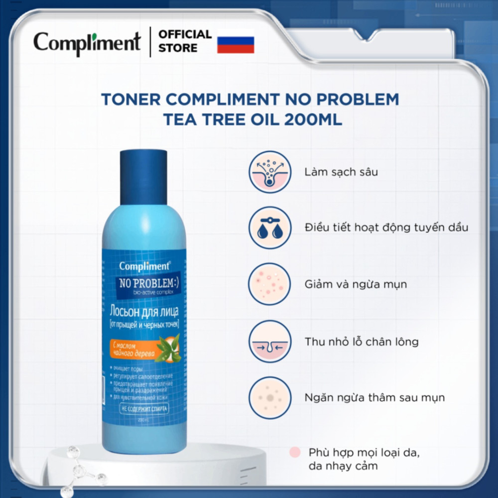 Toner Compliment No Problem BHA + Tea tree oil 200ml (vạch cam)