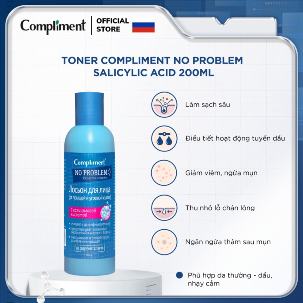 Toner Compliment No Problem Salicylic Acid 200ml (Vạch hồng) 