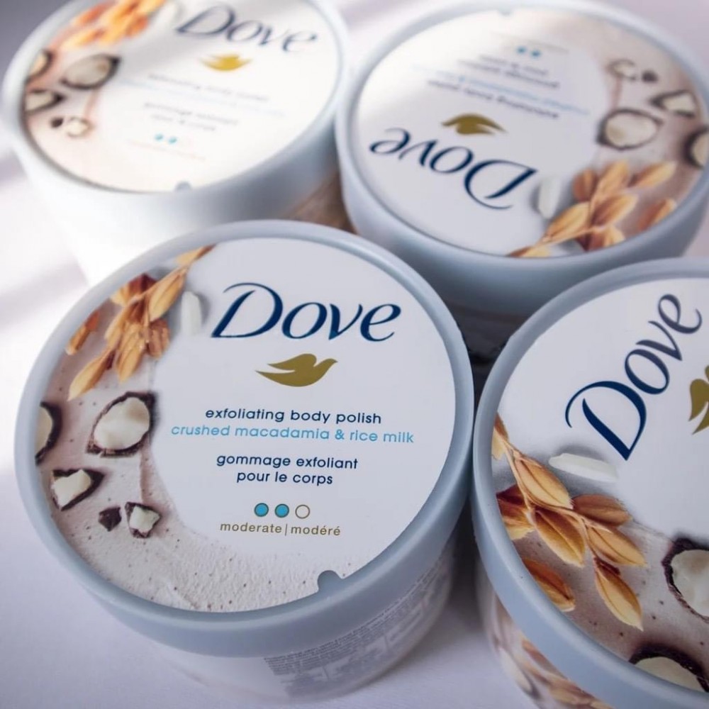 Kem Tẩy Tế Bào Chết Dove Exfoliating crushed macadama & rice milk phiên bản mỹ