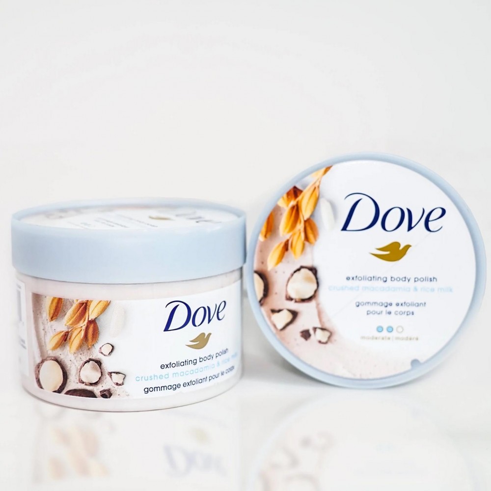 Kem Tẩy Tế Bào Chết Dove Exfoliating crushed macadama & rice milk phiên bản mỹ