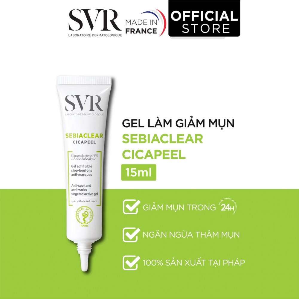 Gel làm giảm mụn dành da dễ bị mụn SVR SEBIACLEAR Cicapeel 15ml