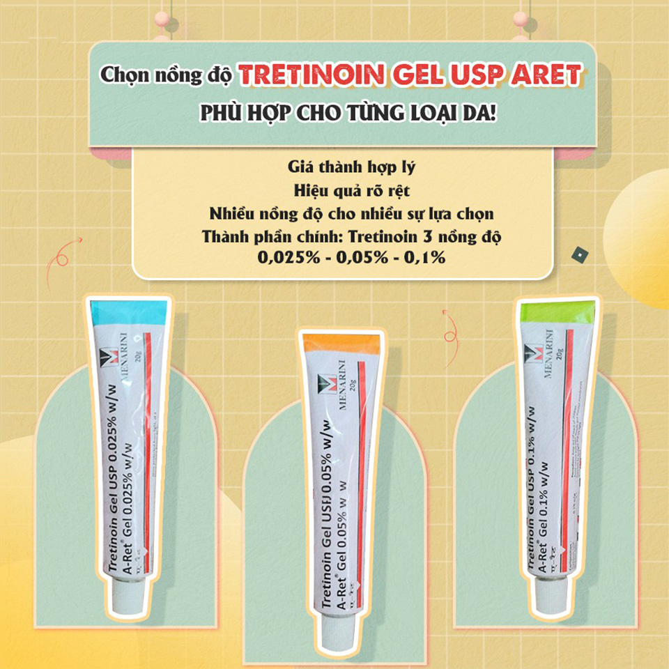 Tretinoin Ấn Độ Aret USP Menarini Giảm Mụn, Tái Tạo Da