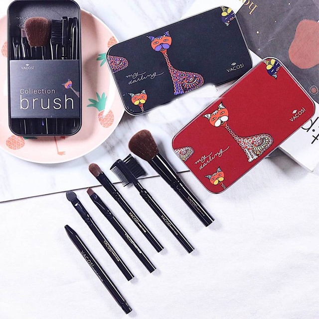 Hộp Cọ Màu Đỏ 6 Cây Vacosi My Darling Collection Brush