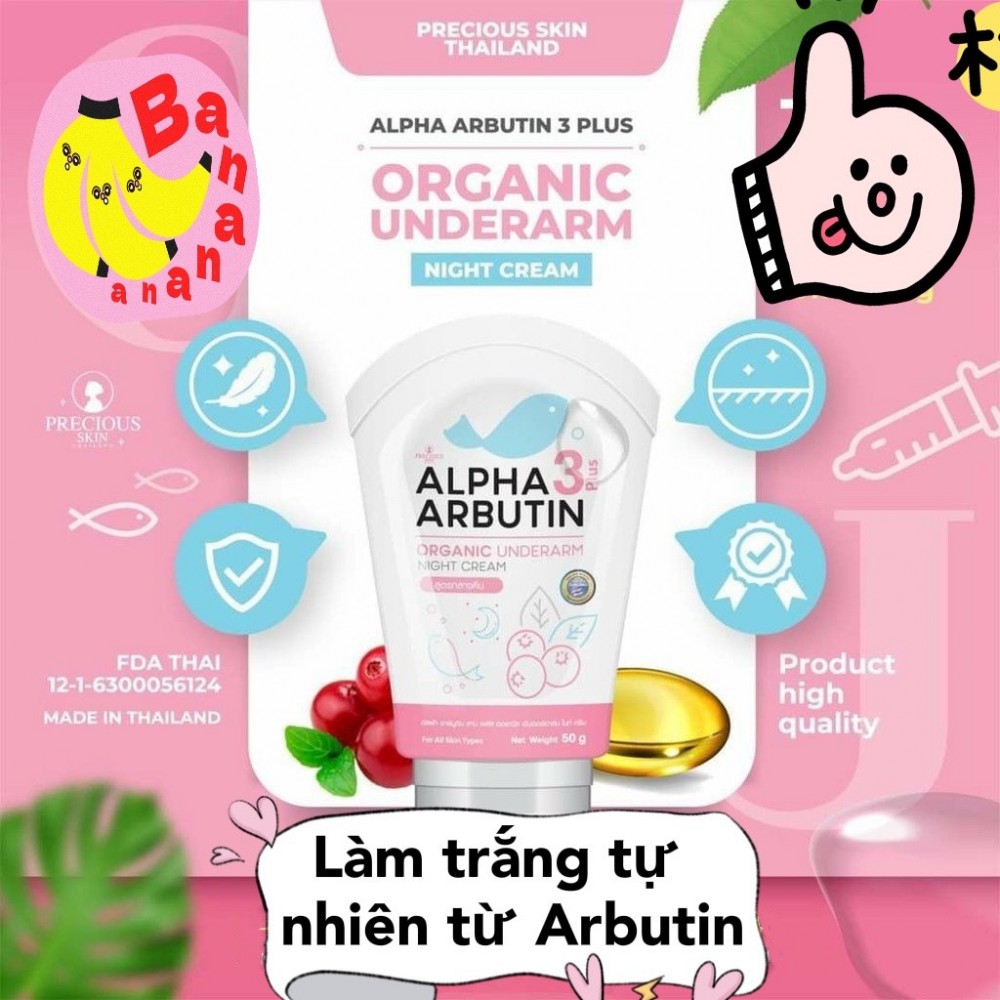 Kem dưỡng trắng vùng nách Alpha Arbutin 3 plus Organic Underarm Night Cream