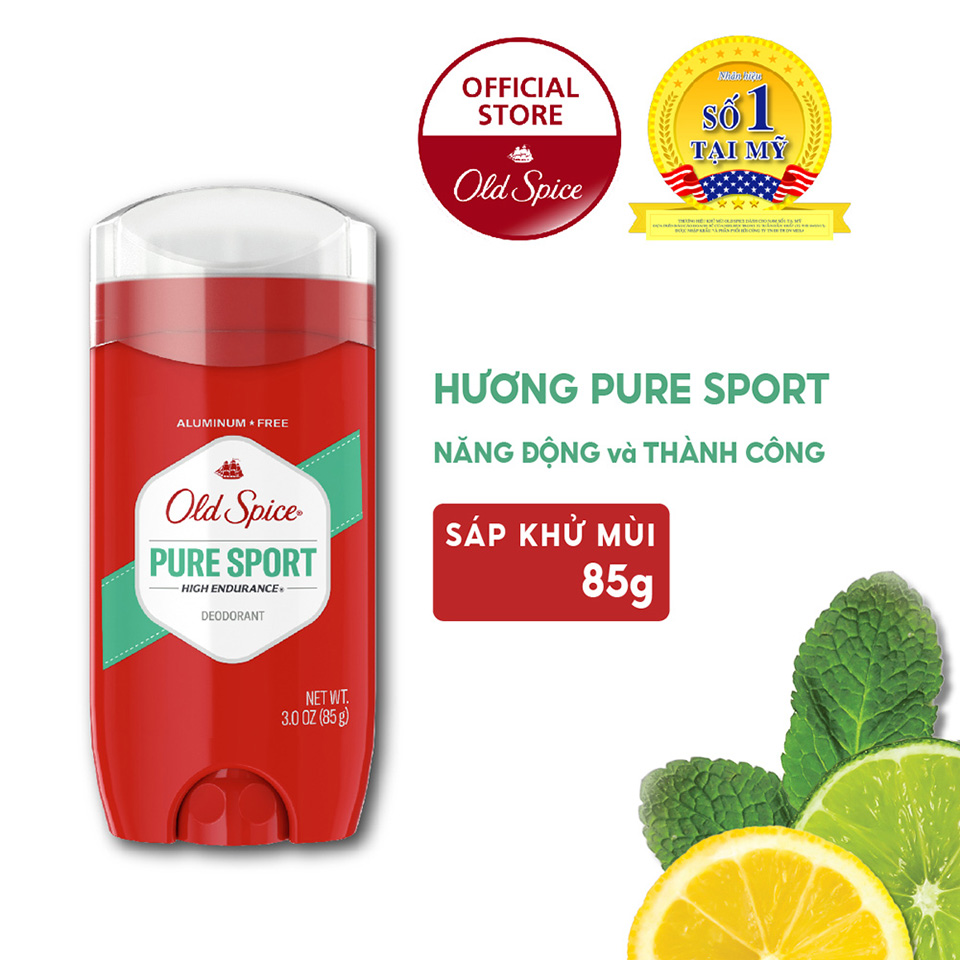 Sáp khử mùi nam Old Spice Pure Sport 24h USA 68g